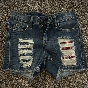 Rock & Republic Blue Denim Shorts with Patchwork